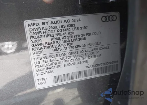 2025 Audi Q7 Premium Plus 45 Tfsi Quattro Tiptronic z USA, uszkodzony, nr VIN WA1LCBF73SD002965